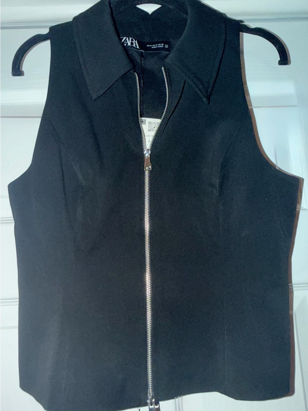 Zara Black Sleeveless Dual Zip-Front Vest
